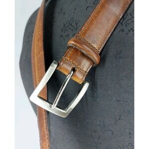 Cole Haan Brown Leather Belt with Silver Buckle